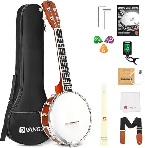 Die beste Banjolele Vangoa 4 Saiten 58,4 cm (23 Zoll) Banjo-Ukulele Sapele 2026 Test Bestseller Banjolele Vangoa 4 Saiten 58,4 cm (23 Zoll) Banjo-Ukulele Sapele