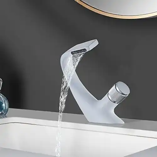 Wasserfall-Wasserhahn ROZIN Weiß und Chrom Elegant Stil