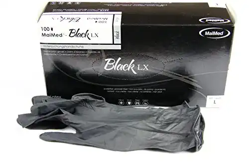 Latexhandschuhe Maimed Black LX PF , Untersuchungshandschuhe
