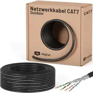 Cat-7-Verlegekabel HB-DIGITAL 50m Outdoor schwarz AWG23/1