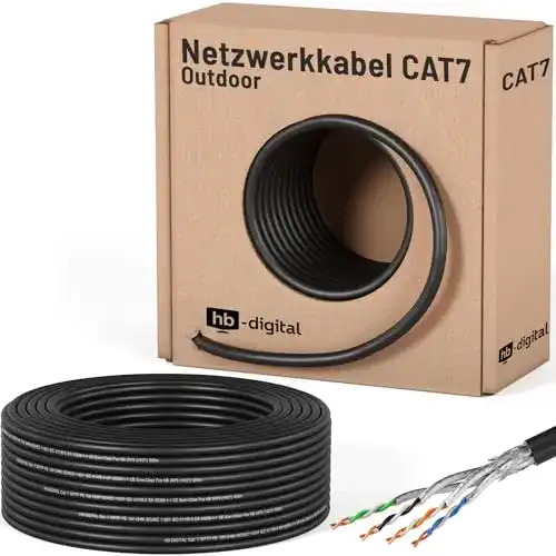 Cat-7-Verlegekabel HB-DIGITAL 50m Outdoor schwarz AWG23/1