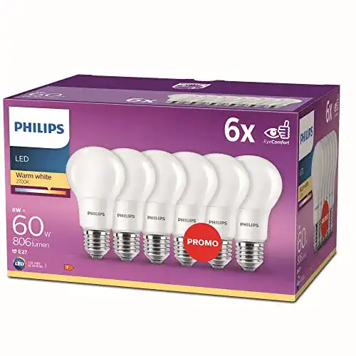 Philips-LED-Lampe Philips LED Lampe 60W, E27, A60, 6-er Pack