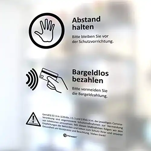 Bargeldlos-bezahlen-Schild Primezert 1x Schutzwand-Aufkleber
