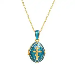 Gebetskette U7 Damen Halskette Russische Orthodoxe Kreuz Oval