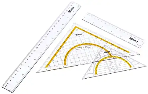 Lineal SPIRIT 405755 TTS Set 4in1 Mit Griff, Transparent