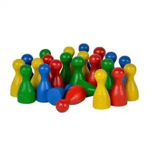 Spielfiguren Noris 606154362, 24 Bunte Halmakegel aus Holz
