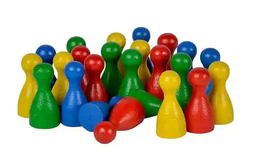 Spielfiguren Noris 606154362, 24 Bunte Halmakegel aus Holz