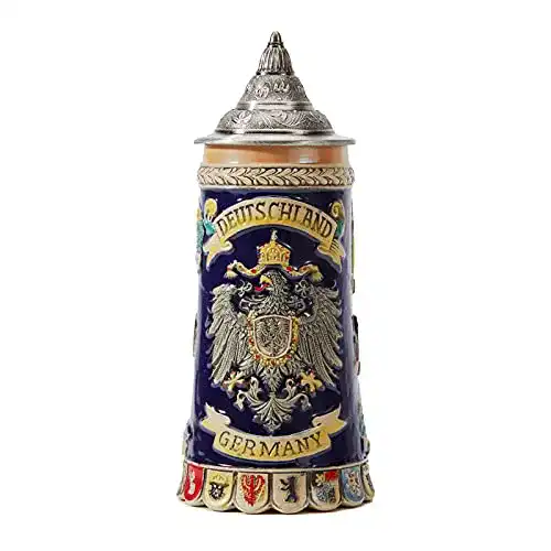 Steinkrug Amoy-Art Bierkrug mit Zinndeckel Gravur 0.6Liter