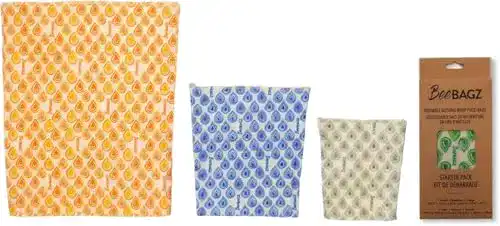 Bienenwachs-Brotbeutel BeeBAGZ, 3 Stück, plastikfrei, Starter-Pack