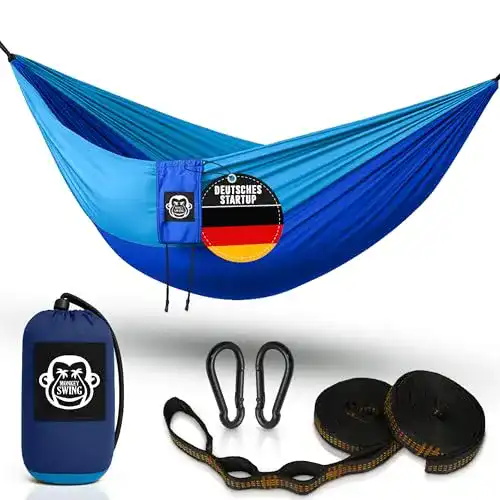 Die beste Hängematte Monkey Swing Reise- Ultra Light, 275x140cm, Set 2026 Test Bestseller Hängematte Monkey Swing Reise- Ultra Light, 275x140cm, Set