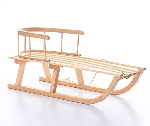 Holzschlitten mit Lehne rg-vertrieb Holzschlitten mit Rückenlehne