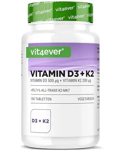 Vitamin-D3-K2 Vit4ever, 180 Tabletten, 99,7+% All-Trans