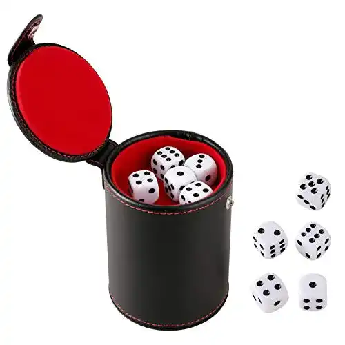 Würfelbecher GWHOLE Leder Set mit 10 Würfel für Würfelspiele