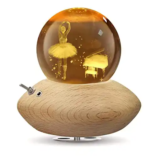 Spieluhr HILEYOLLA 3D Kristallkugel Ballerina, Projektionsleuchte