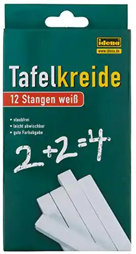 Tafelkreide Idena 621721 – in Faltschachtel, 12 Stangen, weiß