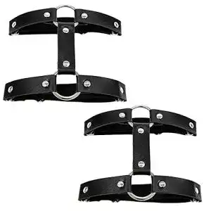 Strumpfband Aabellay 2PCS Leder Oberschenkel Ring, schwarz