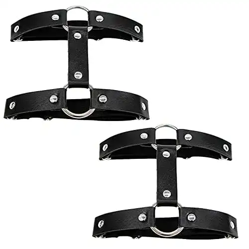 Strumpfband Aabellay 2PCS Leder Oberschenkel Ring, schwarz