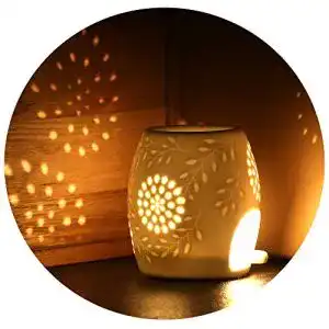 Duftlampe ecooe Aromalampe Teelichthalter aus Keramik weiß