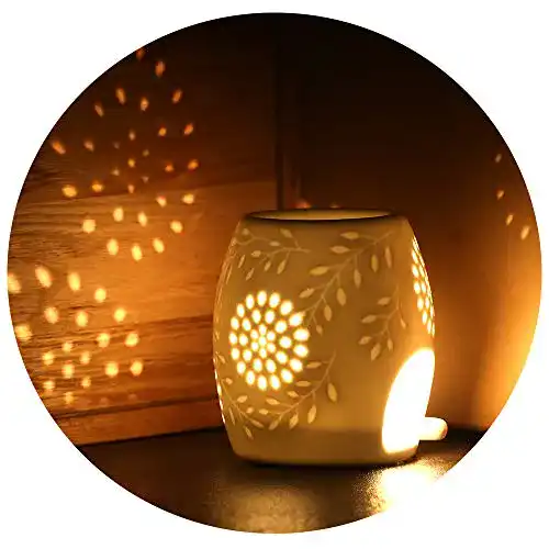 Duftlampe ecooe Aromalampe Teelichthalter aus Keramik weiß