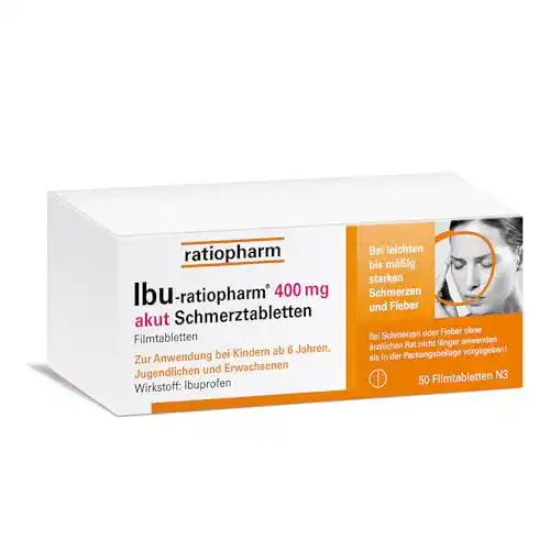 Kopfschmerztabletten Ratiopharm IBU-® 400 mg akut, 50 Stück