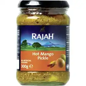 Mango-Pickles Rajah Hot Mango Pickle, scharf eingelegt, 3 x 300 g