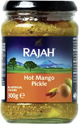 Mango-Pickles Rajah Hot Mango Pickle, scharf eingelegt, 3 x 300 g