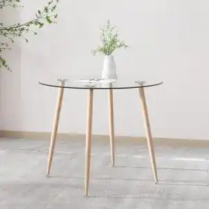Esstisch rund GOLDFAN Esstisch Glas mit Metallbeinen