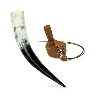 Trinkhorn mankitoys Wikinger-Horn aus Rinderhorn & Gürtelhalter
