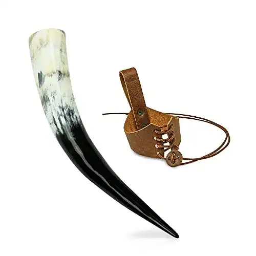 Trinkhorn mankitoys Wikinger-Horn aus Rinderhorn & Gürtelhalter