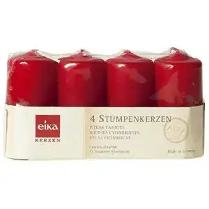 Eika-Kerzen Eika Stumpenkerze, Paraffin Wax, Rot, 8 X 4 cm