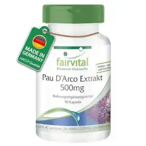 Lapacho-Kapseln fairvital Lapacho Rindenextrakt 500mg, 90 Kapseln