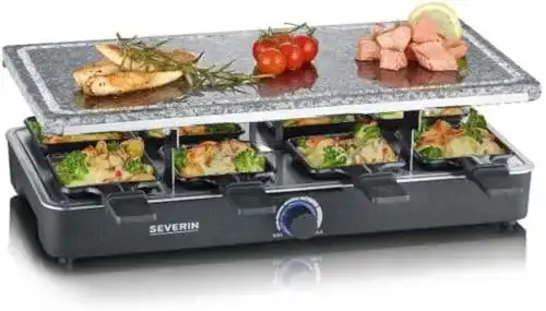 Raclette SEVERIN, Partygrill mit Naturgrillstein, für 8 Personen