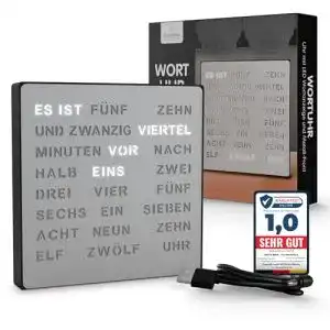 Wortuhr Bada Bing Edle LED Uhr Deutsche Wort Anzeige mit USB