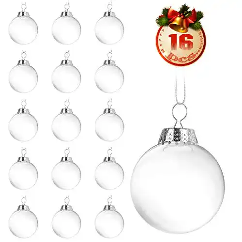 Weihnachtskugeln O-Kinee Klar,16 pcs Befüllbar aus Plastik
