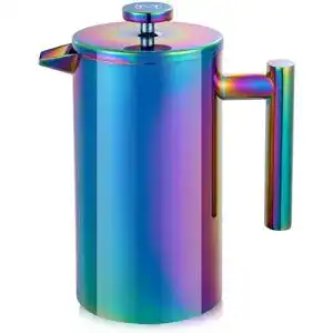 French-Press Edelstahl MAGICAFÉ Doppelwandig, Regenbogen 1L