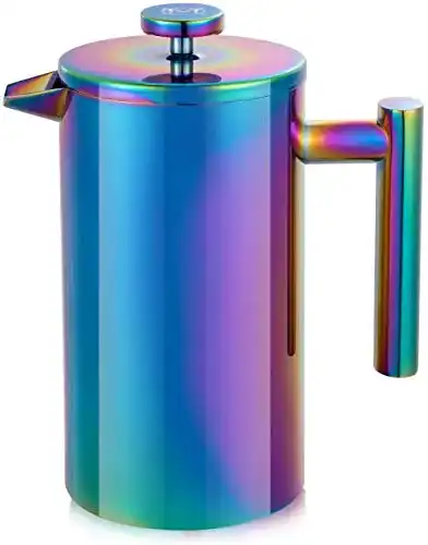 French-Press Edelstahl MAGICAFÉ Doppelwandig, Regenbogen 1L