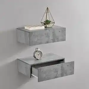 Nachttisch hängend [en.casa] Wandregal mit Schublade 2er-Set