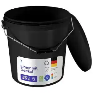 Kunststofffass BenBow Eimer mit Deckel schwarz 1x 30L