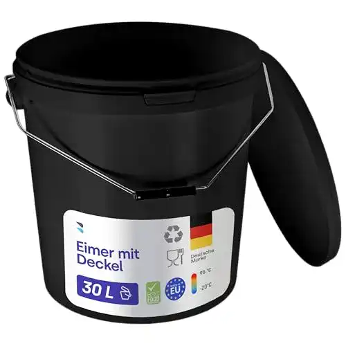 Kunststofffass BenBow Eimer mit Deckel schwarz 1x 30L