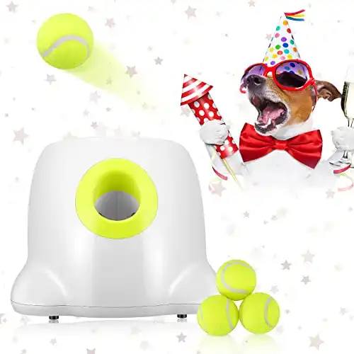 Ballwurfmaschine Hund GJCrafts Automatischer Ballwerfer, 3 Bälle