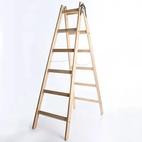 Haushaltsleiter 6 Stufen owlyshop Holzleiter PREMIUM 2×6 Stufen