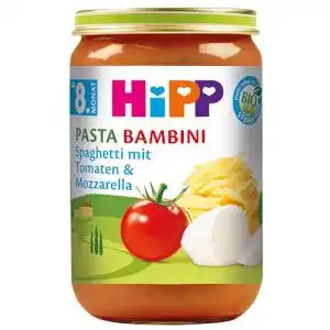 Babynahrung HiPP Pasta Bambini, Spaghetti Tomaten u. Mozzarella