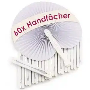 Fächer WeddingTree ® 60 x Hand Papier weiß faltbar