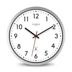 Funk-Wanduhr lautlos Cander Berlin MNU 3030 W, Aluminium