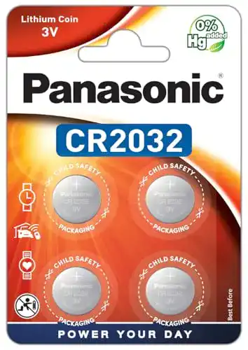 CR2032 Panasonic Lithium Knopfzelle, 3V, 4er Pack