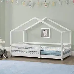 Hausbett [en.casa] Kinderbett Knätten mit Rausfallschutz 90×200