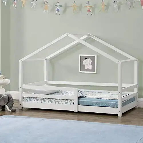 Hausbett [en.casa] Kinderbett Knätten mit Rausfallschutz 90×200