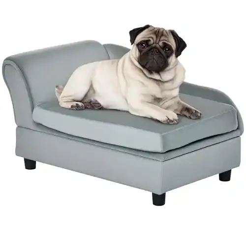 Hundesofa Pawhut Haustiersofa mit Matte, Naturholz+Plüsch