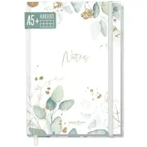 Hardcover-Notizbuch Häfft A5+ kariert mit Gummiband