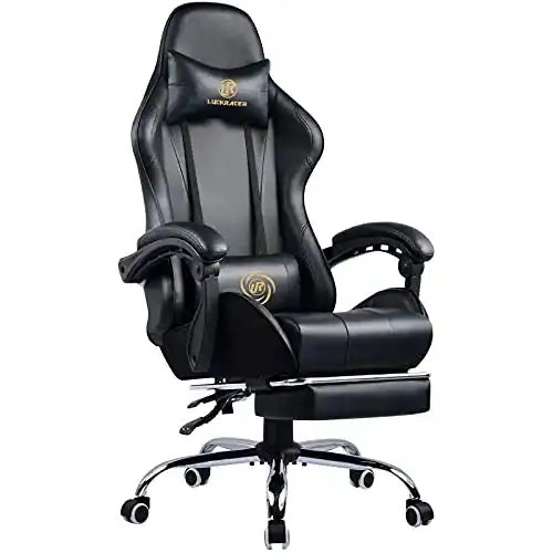Gaming-Stuhl LUCKRACER, Massage mit Fußstütze, Drehstuhl
